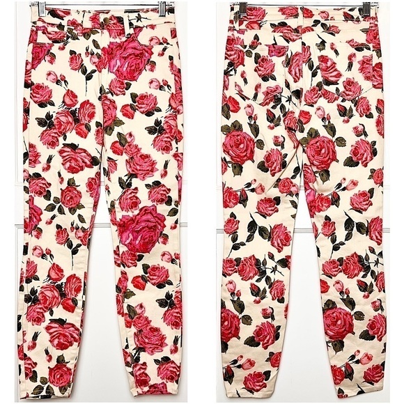 NWT L'AGENCE High Rise Floral Print Stretch Denim Ankle Cropped Skinny Jeans 25 - Picture 4 of 11